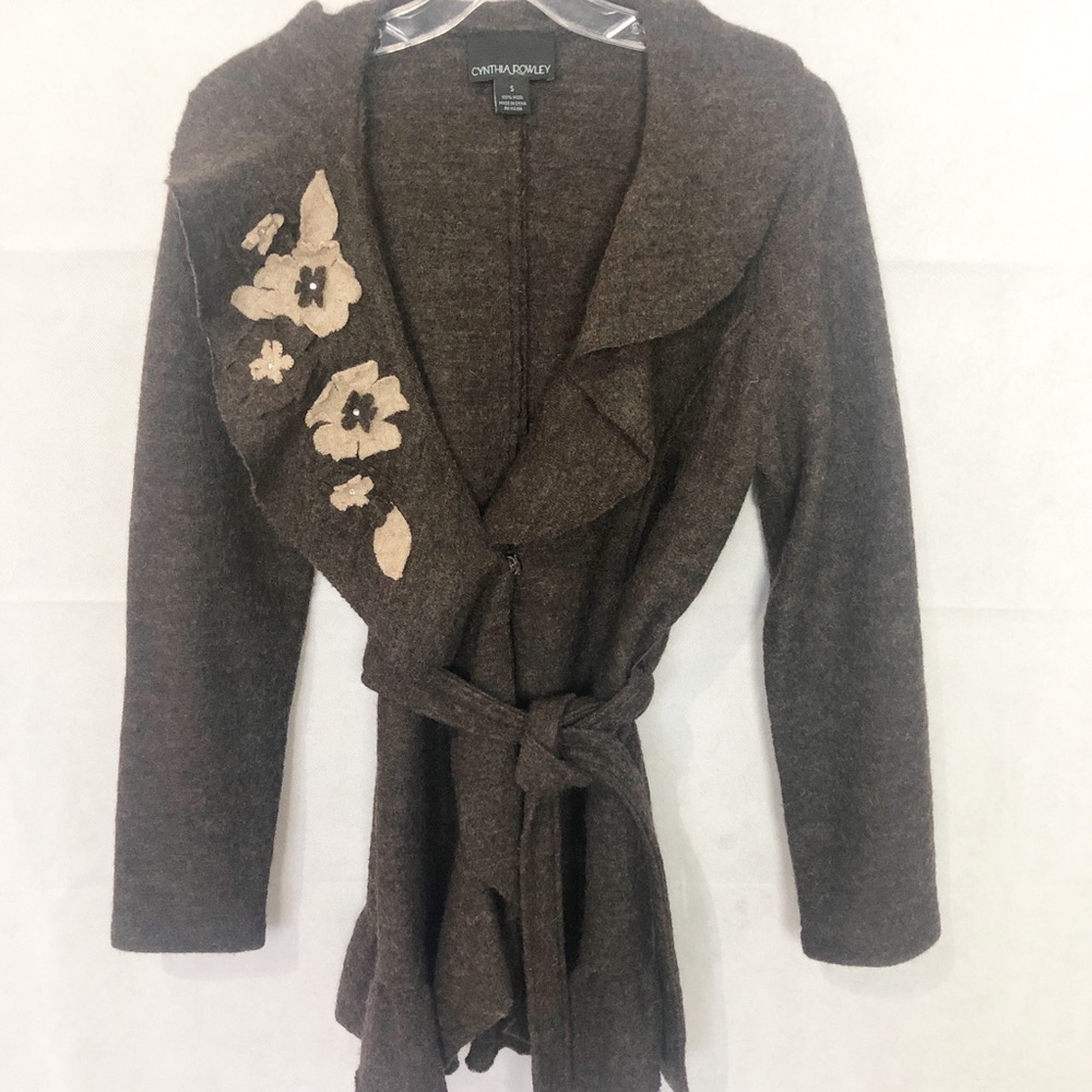 CYNTHIA ROWLEY 100% wool sweater/jacket